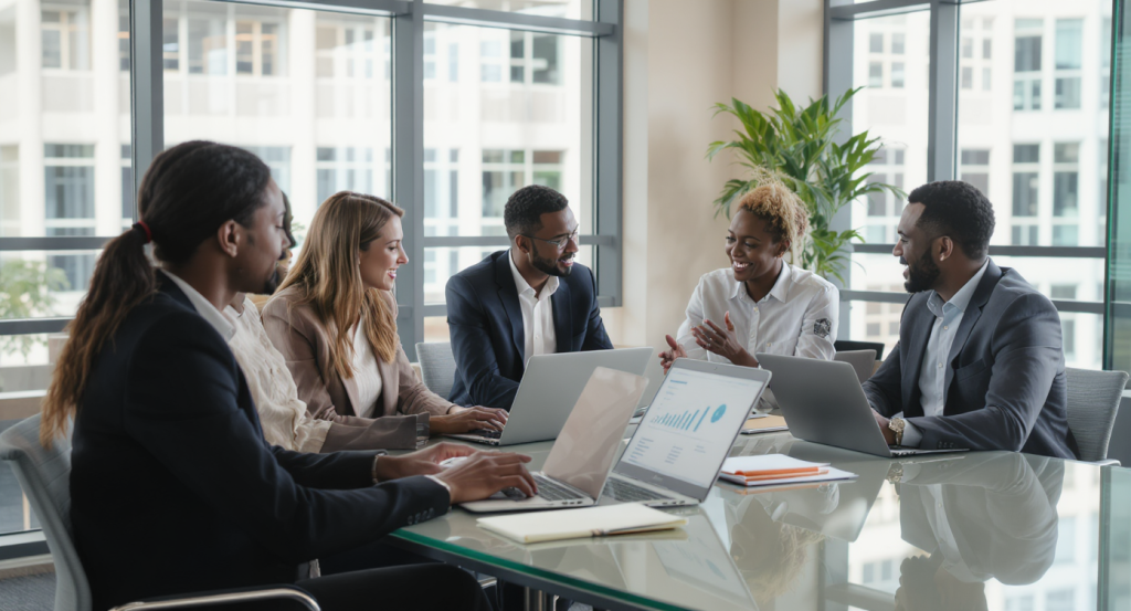 Marketing professionals analyzing content strategies and SEO performance